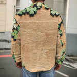 Irish Four Leaf Clovers Wood Print Men's Shirt Jacket