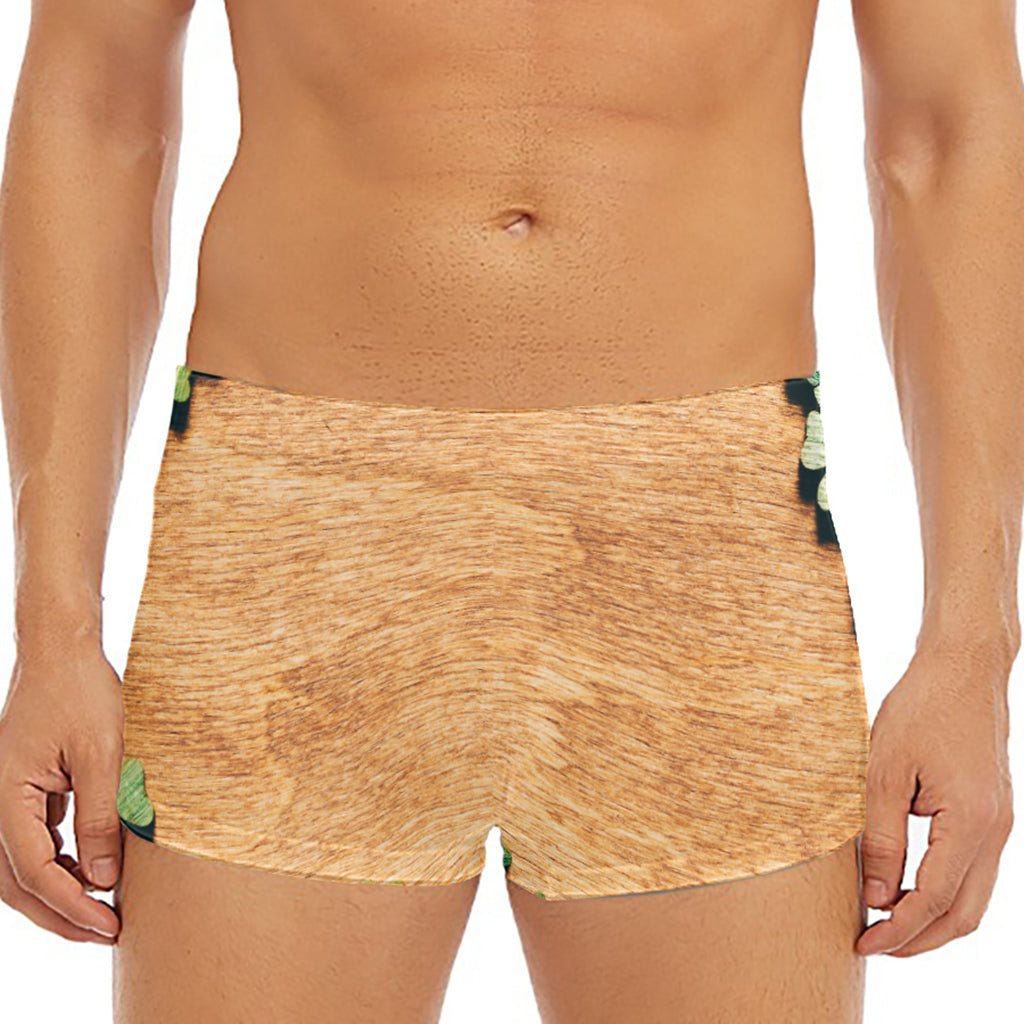 Irish Four Leaf Clovers Wood Print Men's Short Boxer Briefs