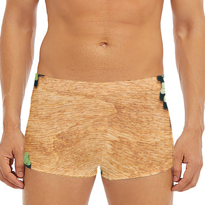 Irish Four Leaf Clovers Wood Print Men's Short Boxer Briefs