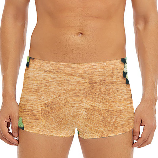 Irish Four Leaf Clovers Wood Print Men's Short Boxer Briefs