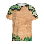 Irish Four Leaf Clovers Wood Print Men's Sports T-Shirt