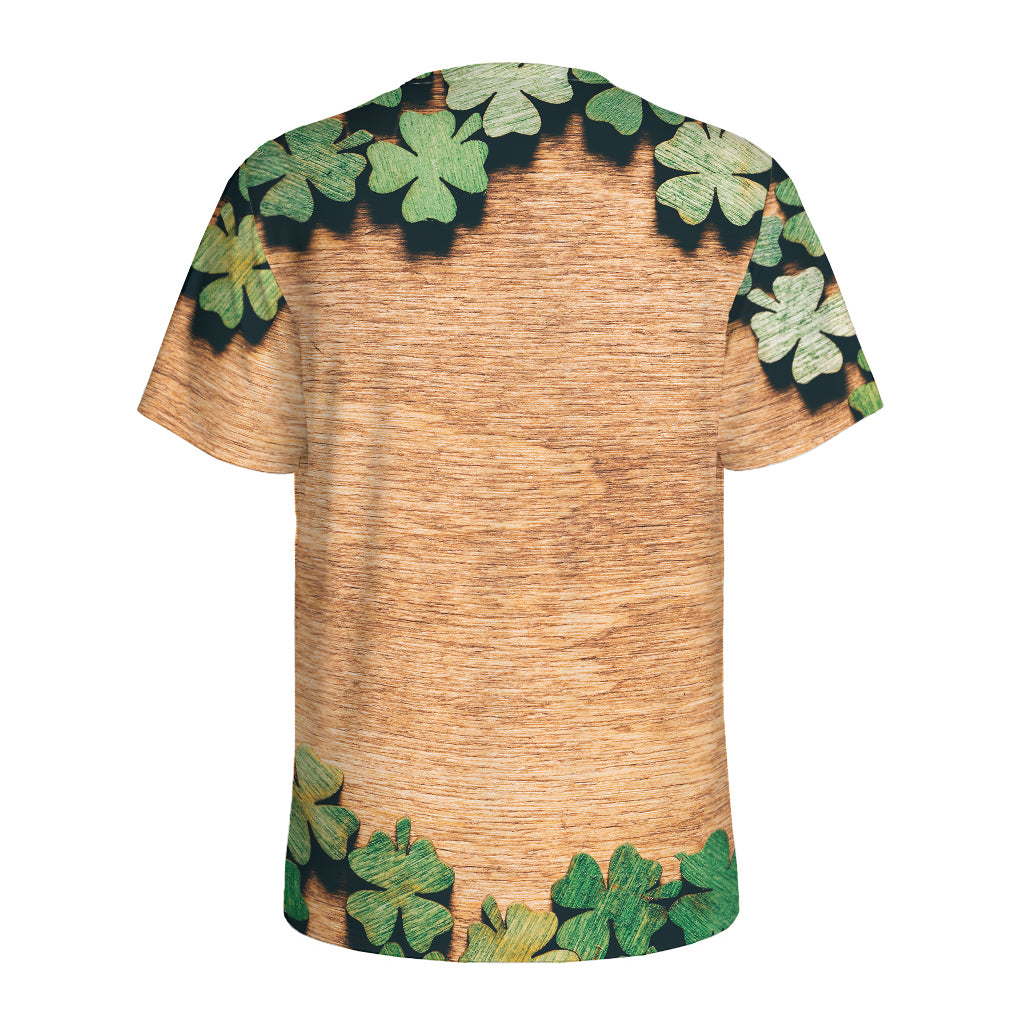 Irish Four Leaf Clovers Wood Print Men's Sports T-Shirt