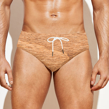Irish Four Leaf Clovers Wood Print Men's Swim Briefs