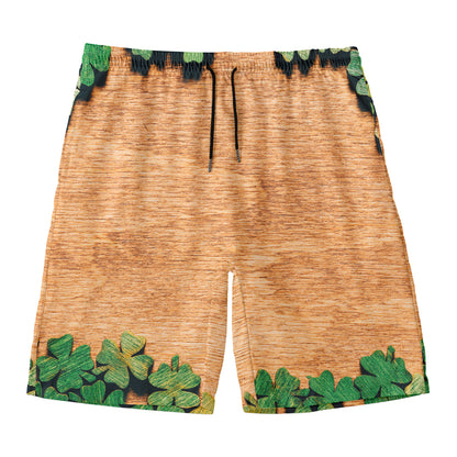 Irish Four Leaf Clovers Wood Print Men's Swim Trunks