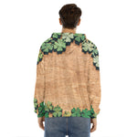 Irish Four Leaf Clovers Wood Print Men's Velvet Pullover Hoodie