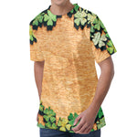Irish Four Leaf Clovers Wood Print Men's Velvet T-Shirt