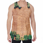 Irish Four Leaf Clovers Wood Print Men's Velvet Tank Top