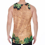 Irish Four Leaf Clovers Wood Print Men's Velvet Tank Top