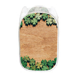 Irish Four Leaf Clovers Wood Print Mesh Laundry Hamper