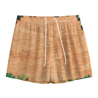 Irish Four Leaf Clovers Wood Print Mesh Shorts