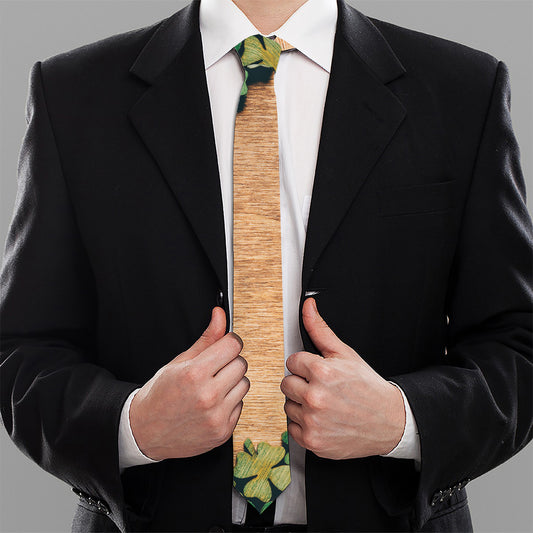 Irish Four Leaf Clovers Wood Print Necktie