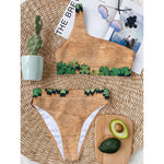 Irish Four Leaf Clovers Wood Print One Shoulder Bikini Top