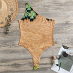 Irish Four Leaf Clovers Wood Print One Shoulder Bodysuit