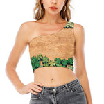 Irish Four Leaf Clovers Wood Print One Shoulder Crop Top