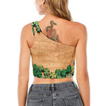 Irish Four Leaf Clovers Wood Print One Shoulder Crop Top