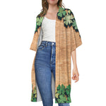 Irish Four Leaf Clovers Wood Print Open Front Beach Cover Up