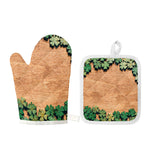 Irish Four Leaf Clovers Wood Print Oven Mitt And Pot Holder Set