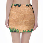Irish Four Leaf Clovers Wood Print Pencil Mini Skirt