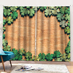 Irish Four Leaf Clovers Wood Print Pencil Pleat Curtains