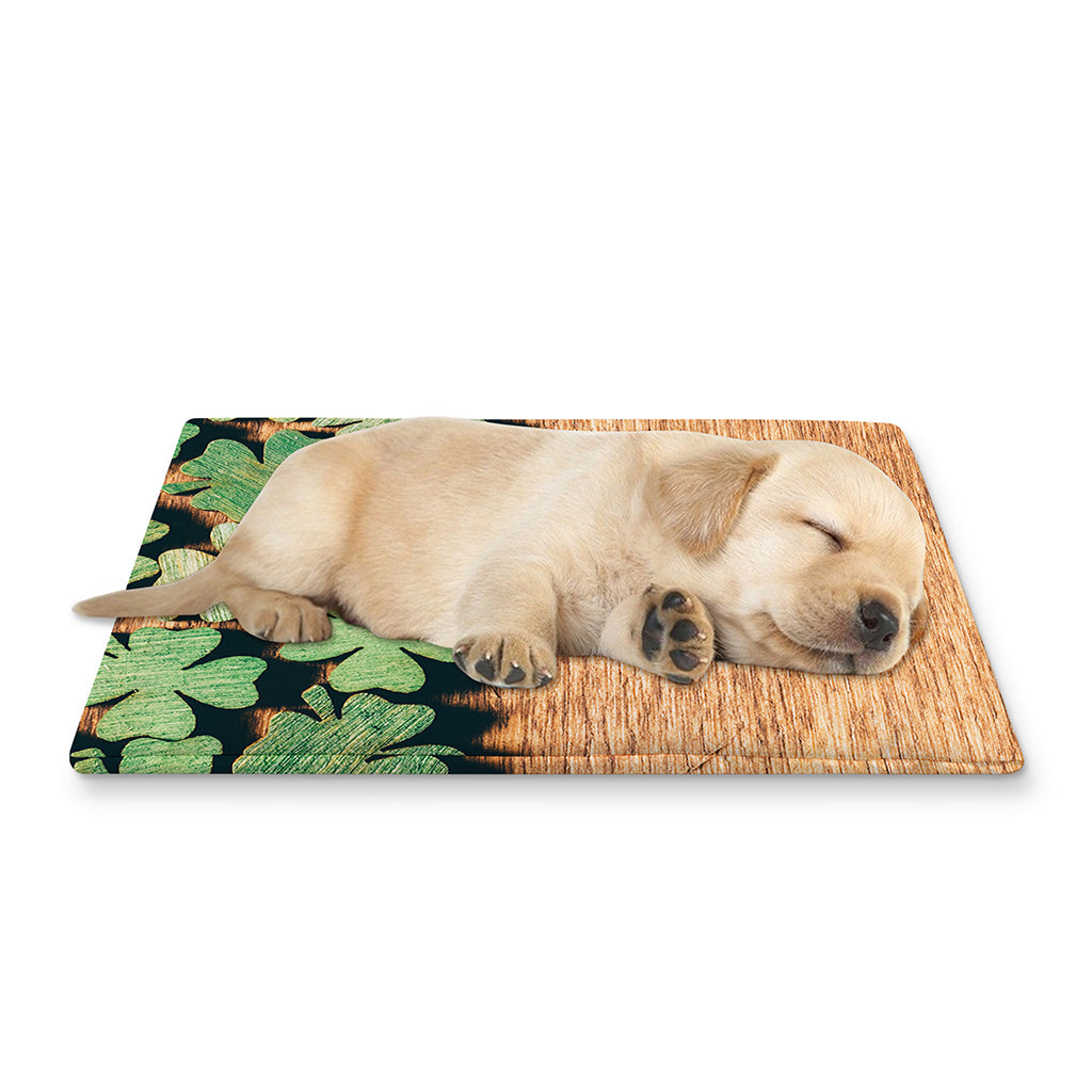 Irish Four Leaf Clovers Wood Print Pet Cooling Mat Cover