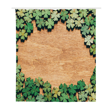 Irish Four Leaf Clovers Wood Print Polyester Shower Curtain