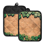 Irish Four Leaf Clovers Wood Print Pot Holders With Pocket