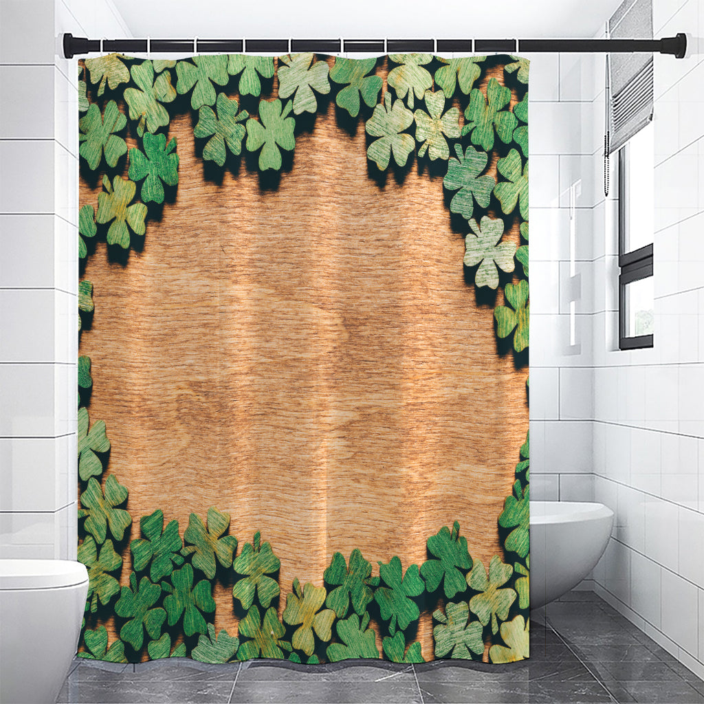 Irish Four Leaf Clovers Wood Print Premium Shower Curtain