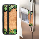 Irish Four Leaf Clovers Wood Print Refrigerator Handle Covers