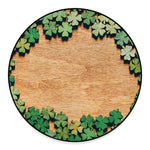 Irish Four Leaf Clovers Wood Print Round Floor Mat