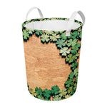 Irish Four Leaf Clovers Wood Print Round Laundry Basket