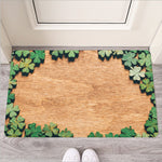 Irish Four Leaf Clovers Wood Print Rubber Doormat