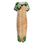 Irish Four Leaf Clovers Wood Print Short Sleeve Long Nightdress