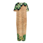 Irish Four Leaf Clovers Wood Print Short Sleeve Long Nightdress
