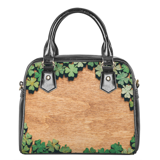 Irish Four Leaf Clovers Wood Print Shoulder Handbag