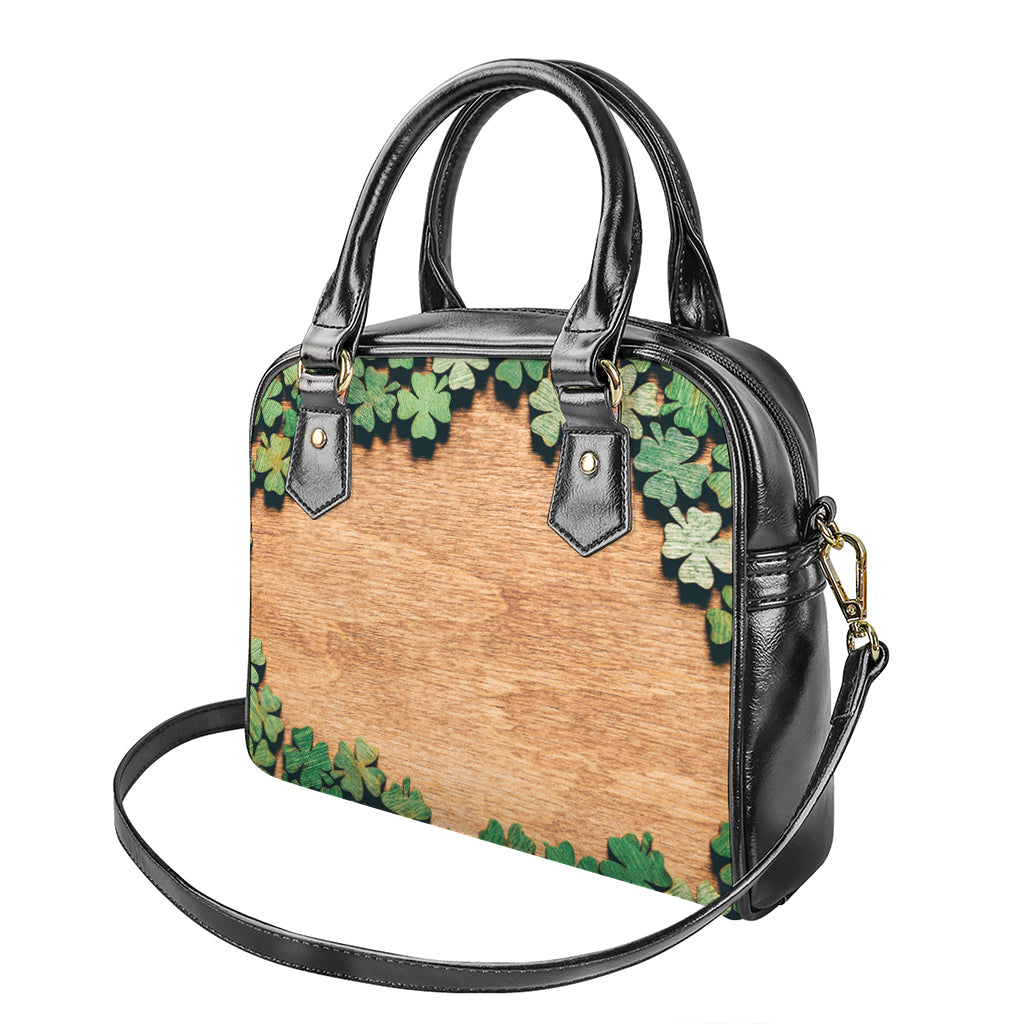 Irish Four Leaf Clovers Wood Print Shoulder Handbag