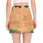 Irish Four Leaf Clovers Wood Print Side Slit Mini Skirt