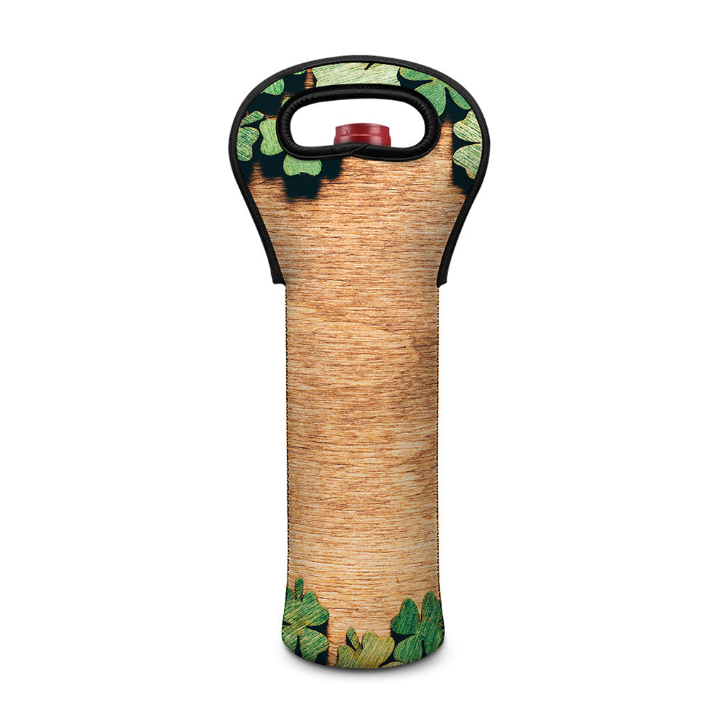 Irish Four Leaf Clovers Wood Print Single Neoprene Wine Tote