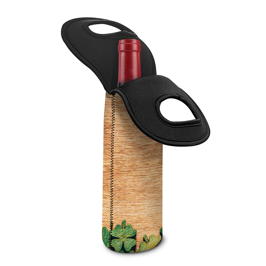 Irish Four Leaf Clovers Wood Print Single Neoprene Wine Tote
