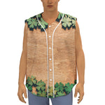 Irish Four Leaf Clovers Wood Print Sleeveless Baseball Jersey
