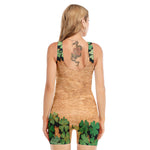 Irish Four Leaf Clovers Wood Print Sleeveless One Piece Swimsuit