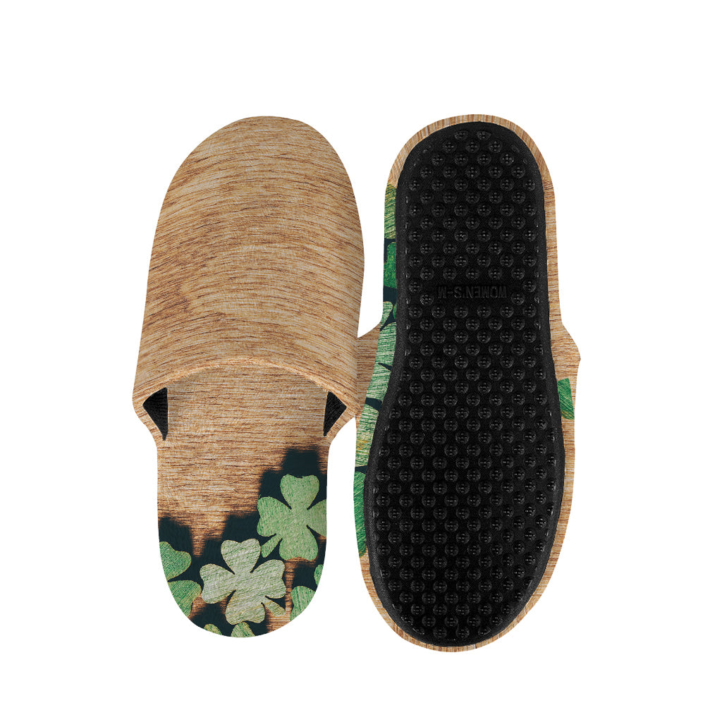 Irish Four Leaf Clovers Wood Print Slippers