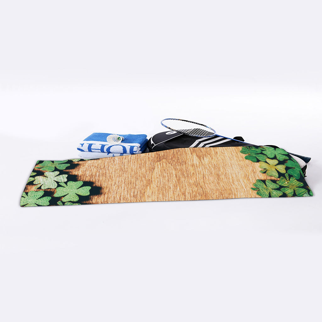 Irish Four Leaf Clovers Wood Print Sports Towel