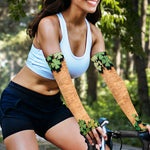 Irish Four Leaf Clovers Wood Print Sun Protection Arm Sleeves