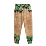 Irish Four Leaf Clovers Wood Print Sweatpants