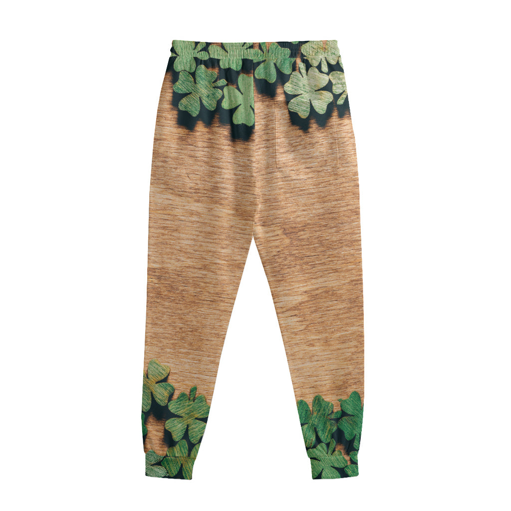 Irish Four Leaf Clovers Wood Print Sweatpants