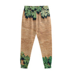 Irish Four Leaf Clovers Wood Print Sweatpants