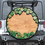 Irish Four Leaf Clovers Wood Print Tire Cover