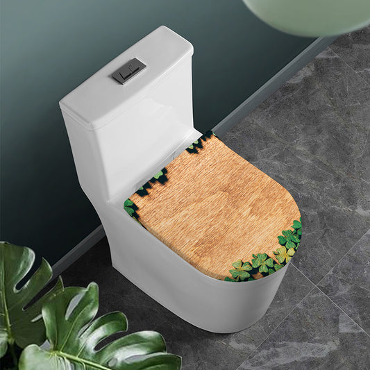 Irish Four Leaf Clovers Wood Print Toilet Lid Cover
