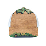 Irish Four Leaf Clovers Wood Print White Mesh Trucker Cap