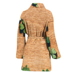 Irish Four Leaf Clovers Wood Print Women's Bathrobe